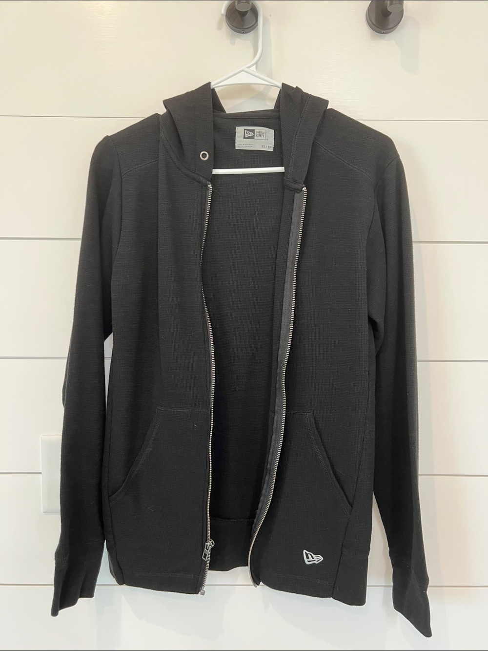 New Era Black Full-Zip waffle knit